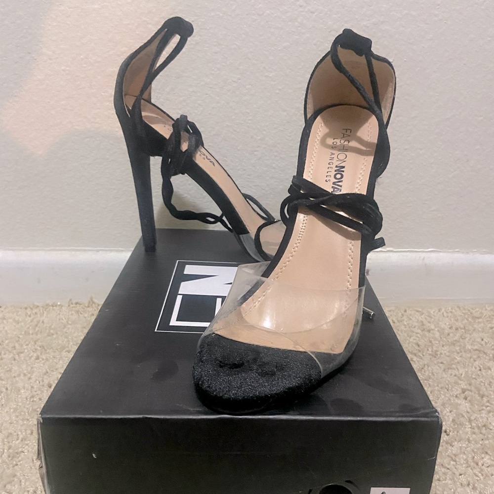 Black strappy heels. Size 8 1/2.